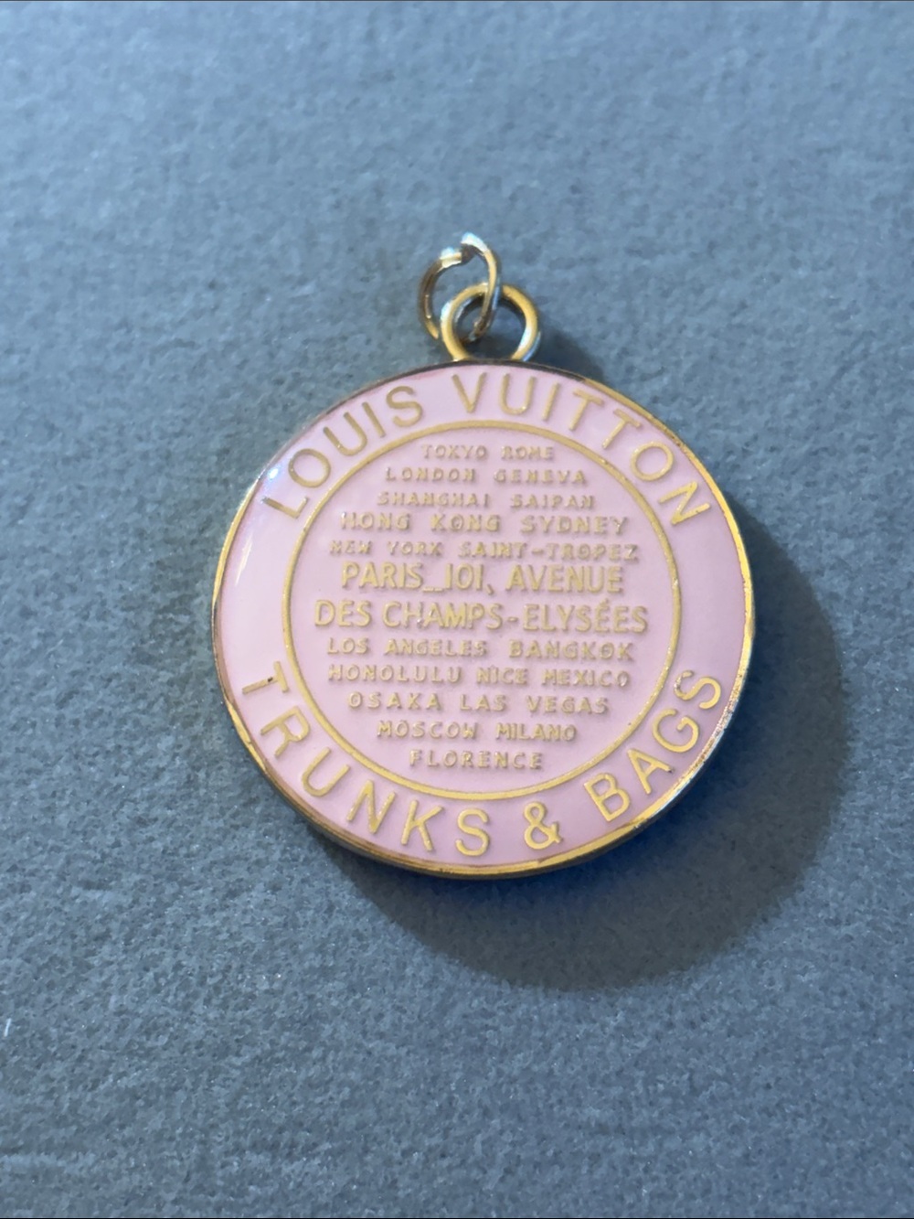 Pink Enamel Round Trunks & Bags Charm Pendant